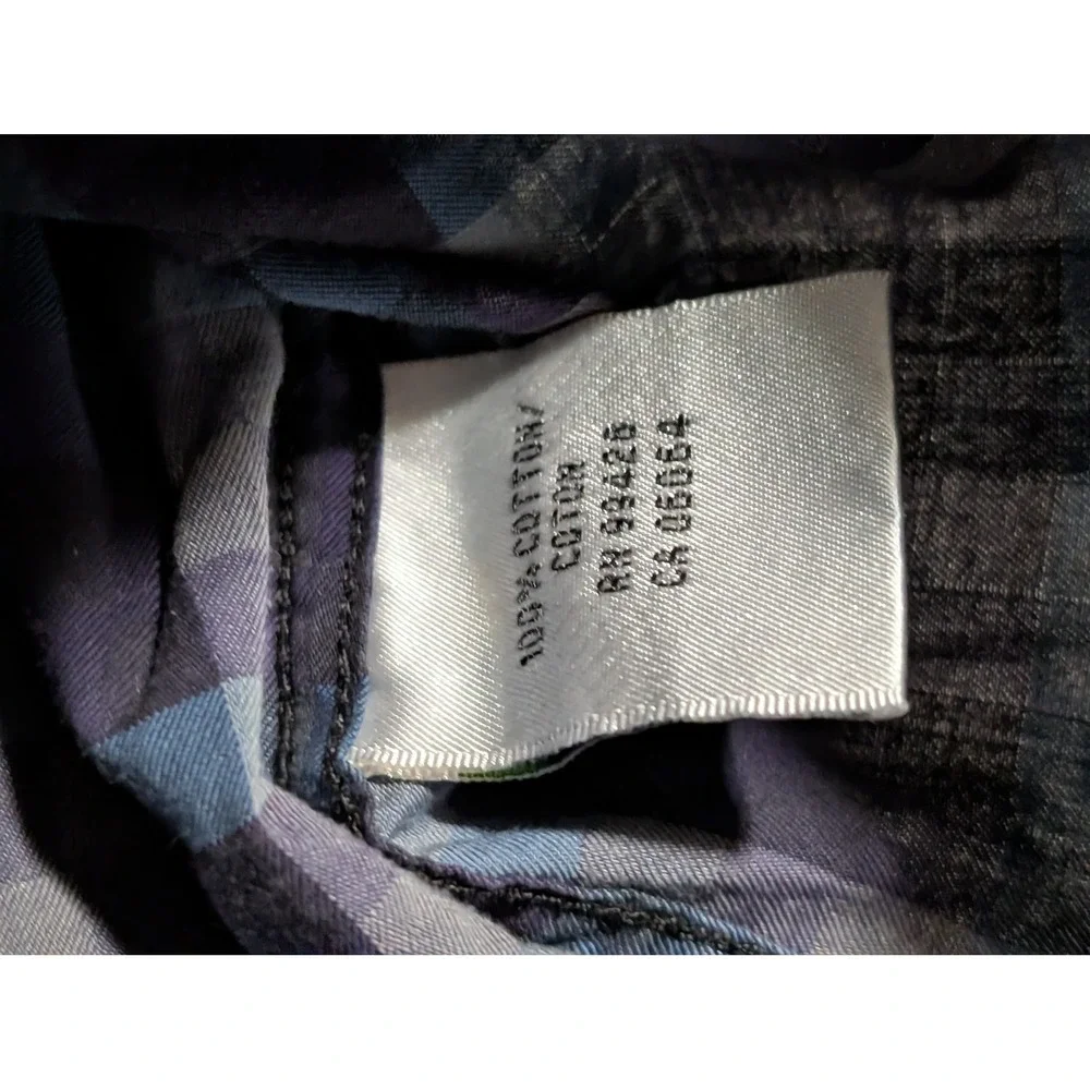 Bugatchi Button Down‎ Shirt Mens XL Blue Purple Check Uomo Cotton Long Sleeve